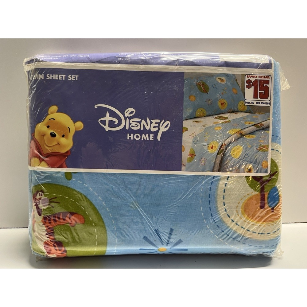 Vtg Disney Home Winnie the Pooh Dots Tigger Twin Sheet Set  Catching Butterflies